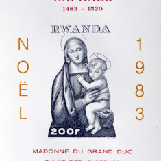 RWANDA 1983 - Craciun-PICTURA Raphael-1 S/Sh-Nedant.** - RW 097