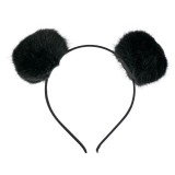 Bentita neagra pentru copii cu pompoane din blana, ATU-089726, Oem