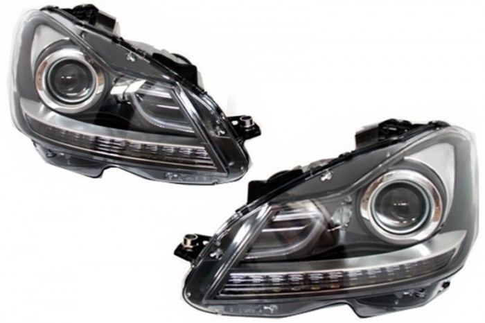 LED DRL Faruri Bi-Xenon compatibil cu Mercedes C-Class W204 Facelift (2011-2014) HLMBW204FX