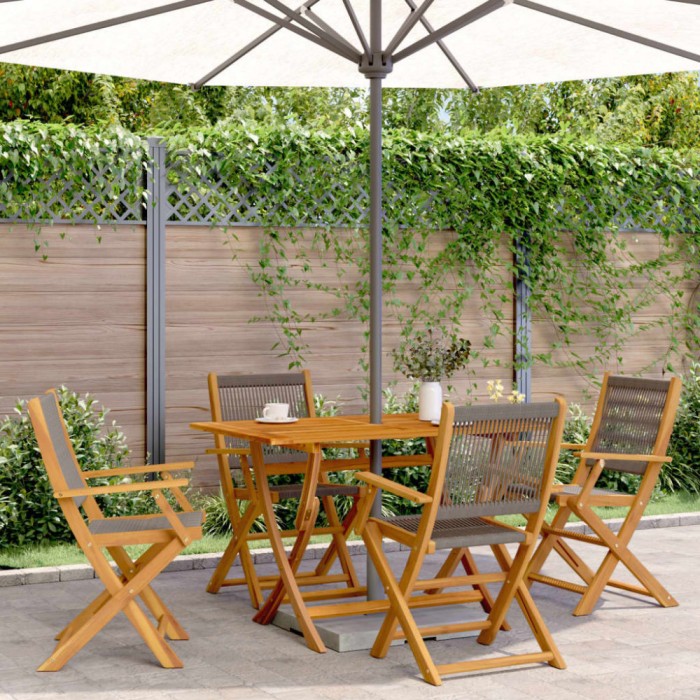 vidaXL Set mobilier de grădină 5 piese polipropilenă gri/lemn masiv 3281698