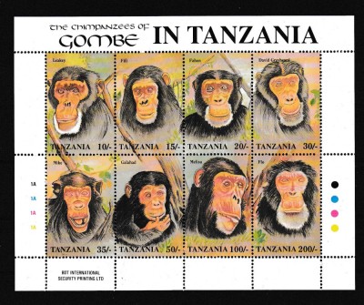 Tanzania - MAIMUTE - CIMPANZEI - MNH foto