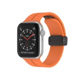 Curea compatibila Apple Watch, pentru Ultra, Ultra 2, SE, 9/8/7/6/5/4/3/2/1 - 42/44/45/49MM, Inchidere Magnetica, Silicon Band, LUVLU&trade;, Orange