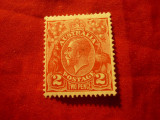 Timbru Australia 1914 Rege George V ,val. 2p rosu ,fara guma