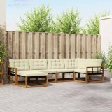 vidaXL Set de canapele de exterior cu pernă 6 pcs Natural și Crem 3369629