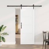 Ușă Glisantă cu Set de Feronerie Albă 73.5x198.5 cm Lemn Masiv din Pin