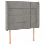 Cumpara ieftin Tablie de pat cu aripioare gri deschis 93x16x118/128 cm catifea