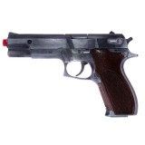 Pistol de jucarie metalic cu 8 gloante, Beretta, Negru-Maro, 15 cm