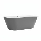 Cada baie freestanding Leziter Noa, acrilic, 170x75x56 cm, Alb/Gri, Oval, Ergonomic