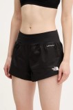 The North Face pantaloni scurti sport Sunriser femei, culoarea negru, neted, medium waist, NF0A8BC0JK31