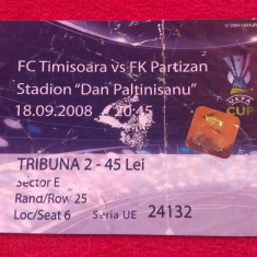 Bilet meci fotbal FC TIMISOARA - PARTIZAN BELGRAD (18.09.2008)