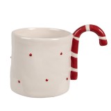 Cumpara ieftin Set 4 cani Acadea ceramica alba rosie 14x9x10 cm, 325 ml
