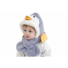 Caciulita bleu plusata pentru copii - Pinguin (Marime Disponibila: 4 ani)