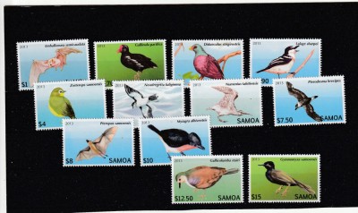 Samoa 2013-Fauna,Pasari,Specii amenintate,serie 12 val.,MNH,Mi.1105-1116 foto