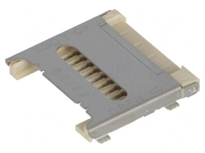 Conector pentru carduri microSD ecranat cu m&amp;acirc;ner articulat foto