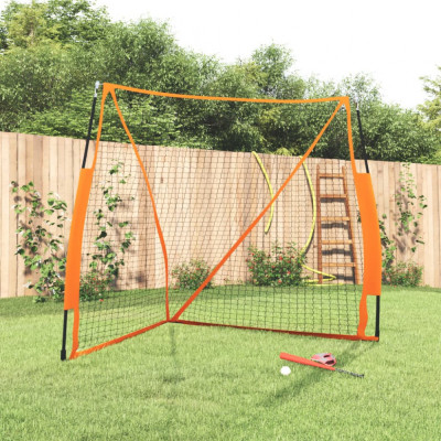 vidaXL Plasă baseball portabilă portocaliu/negru 183x182x183cm oțel/PE 93737 foto