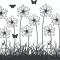 Sticker decorativ, Flori, Negru, 85 cm, 7149ST