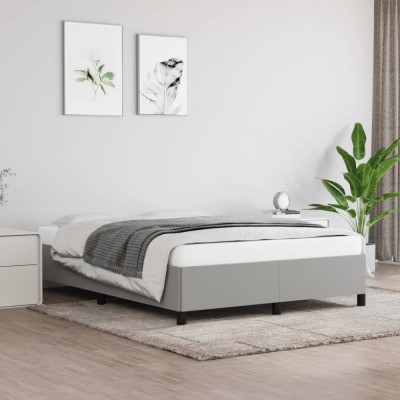 vidaXL Cadru de pat, gri deschis, 140x190 cm, material textil foto