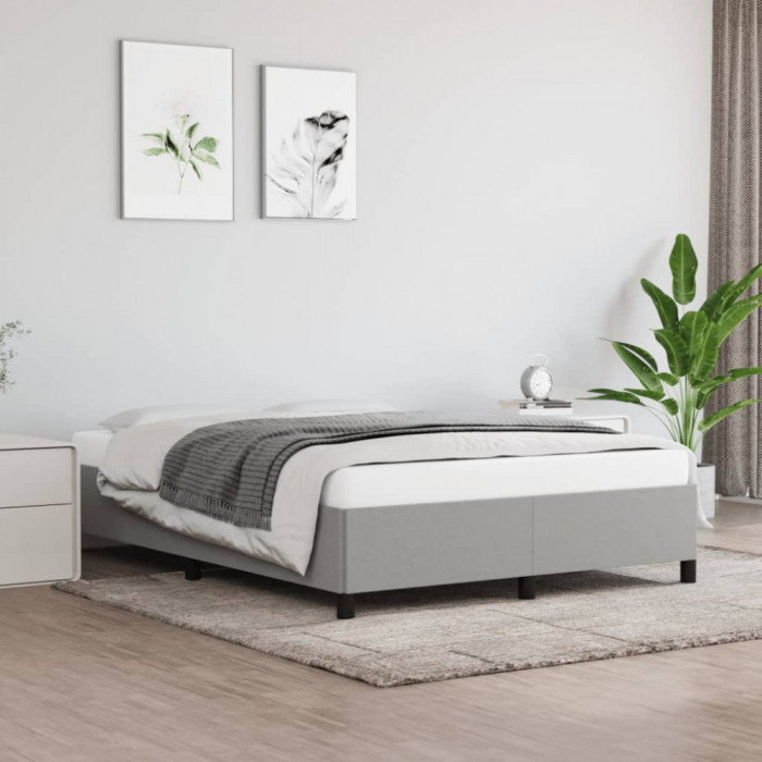 vidaXL Cadru de pat, gri deschis, 140x190 cm, material textil