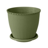 Ghiveci din plastic, Critex, cu farfurie, verde, D 29.5 cm