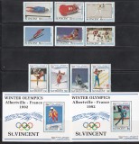 St. Vincent 1992- Jocurile Olimpice de iarnă - Albertville, Serie+2 Colite, MNH, Nestampilat