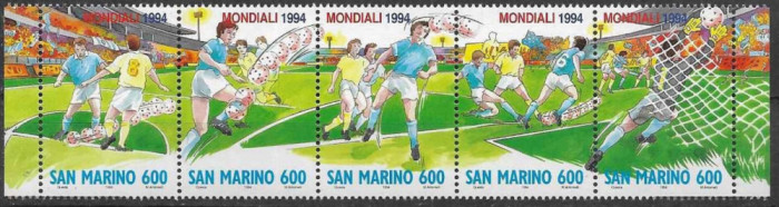 C5260 - San Marino 1994 - Fotbal 5v.banda nestampilat MNH
