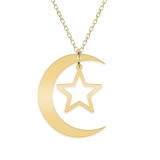 Luna - Colier personalizat semiluna si stea din argint 925 placat cu aur galben 24K