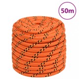 VidaXL Fr&acirc;nghie de barcă, portocaliu, 18 mm, 50 m, polipropilenă