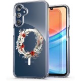 Husa pentru samsung galaxy a15 4g, atasare magnetica, magsafe, pink wreath 9, clear