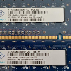 Kit 4 GB( 2 x 2 Gb ) NANYA DDR 3 PC3-10600U ,1333 MHz , Memorie PC Desktop