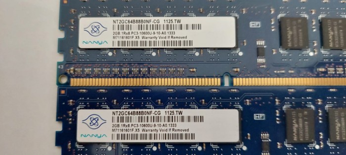 Kit 4 GB( 2 x 2 Gb ) NANYA DDR 3 PC3-10600U ,1333 MHz , Memorie PC Desktop