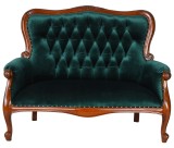 Sofa Chippendale din lemn mahon cu tapiterie catifea verde MAR270