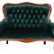 Sofa Chippendale din lemn mahon cu tapiterie catifea verde MAR270