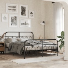 vidaXL Cadru pat metalic cu tăblie de cap/picioare, negru, 140x200 cm 377136