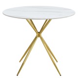 Cumpara ieftin Masa rotunda marmura metal auriu Mekner 90x75 cm