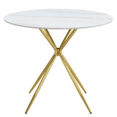 Masa rotunda marmura metal auriu Mekner 90x75 cm