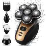 Aparat de Ras Electric Multifunctional Linomag&reg;, Profesional, 6D 4 &icirc;n 1 cu Capete Rotative Flexibile, Rezistent la Apa, USB Reincarcabil, Par, Barba,