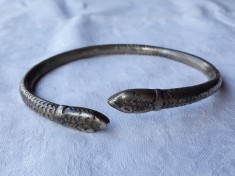 argint BRATARA de BRAT MASIVA SARPE marcaj MINERVA de efect UNICA superba VECHE de colectie