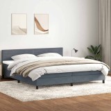 vidaXL Pat box spring cu saltea, gri &icirc;nchis, 180x220 cm, catifea 3316366
