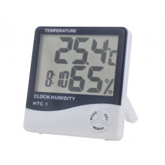 Statie meteo digitala, afisaj LCD, multifunctionala, masurarea umiditatii aerului, 9x2x10cm, alb