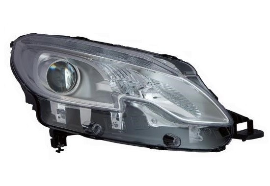 Far Peugeot 2008, 03.2013-06.2016, partea Dreapta, cu lumina timp de zi tip LED; tip bec H7+H7+PWY24W; electric; argintiu; fara motor, DEPO