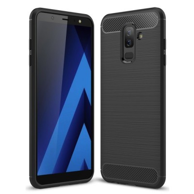 Husa pentru Samsung Galaxy A6 Plus 2018 - Techsuit Carbon Silicone - Black foto