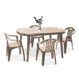 Cumpara ieftin Set de mobilier de grădină Elma 4+1 &icirc;n culoarea cappuccino