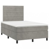 Cumpara ieftin Pat box spring cu saltea, gri deschis, 120x190 cm, catifea