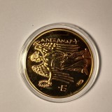 Di.203. Moneda distarter Alexandru cel Mare replica placata cu aur