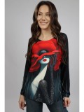 Cumpara ieftin Bluza Dama Kenzo Multicolor, Maneca Lunga, Guler Rotund. Material Soft, Comoda. Talie Unica (S-M-L)