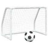 Porti de fotbal de copii 2 buc., cu minge alb 64x35x48 cm metal