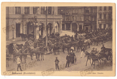 3301 - BUCURESTI, Teatre Market, Romania - old postcard, CENSOR - used - 1917 foto