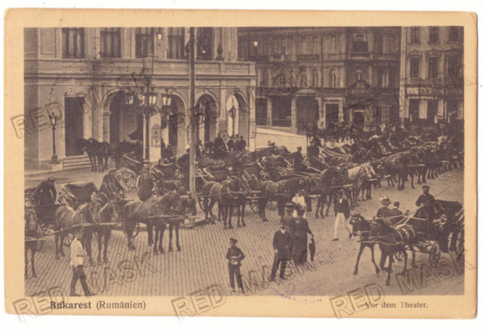 3301 - BUCURESTI, Teatre Market, Romania - old postcard, CENSOR - used - 1917