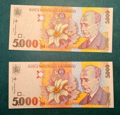 Bancnote 5000 Lei 1998 UNC serii consecutive foto