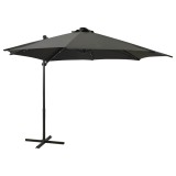 VidaXL Umbrelă &icirc;n consolă cu st&acirc;lp și LED-uri, antracit, 300 cm 312330